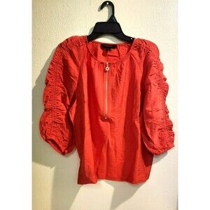 Marc New York Blouse  Womens Sz M color Pink/orange  Puff Sleeve With elastic